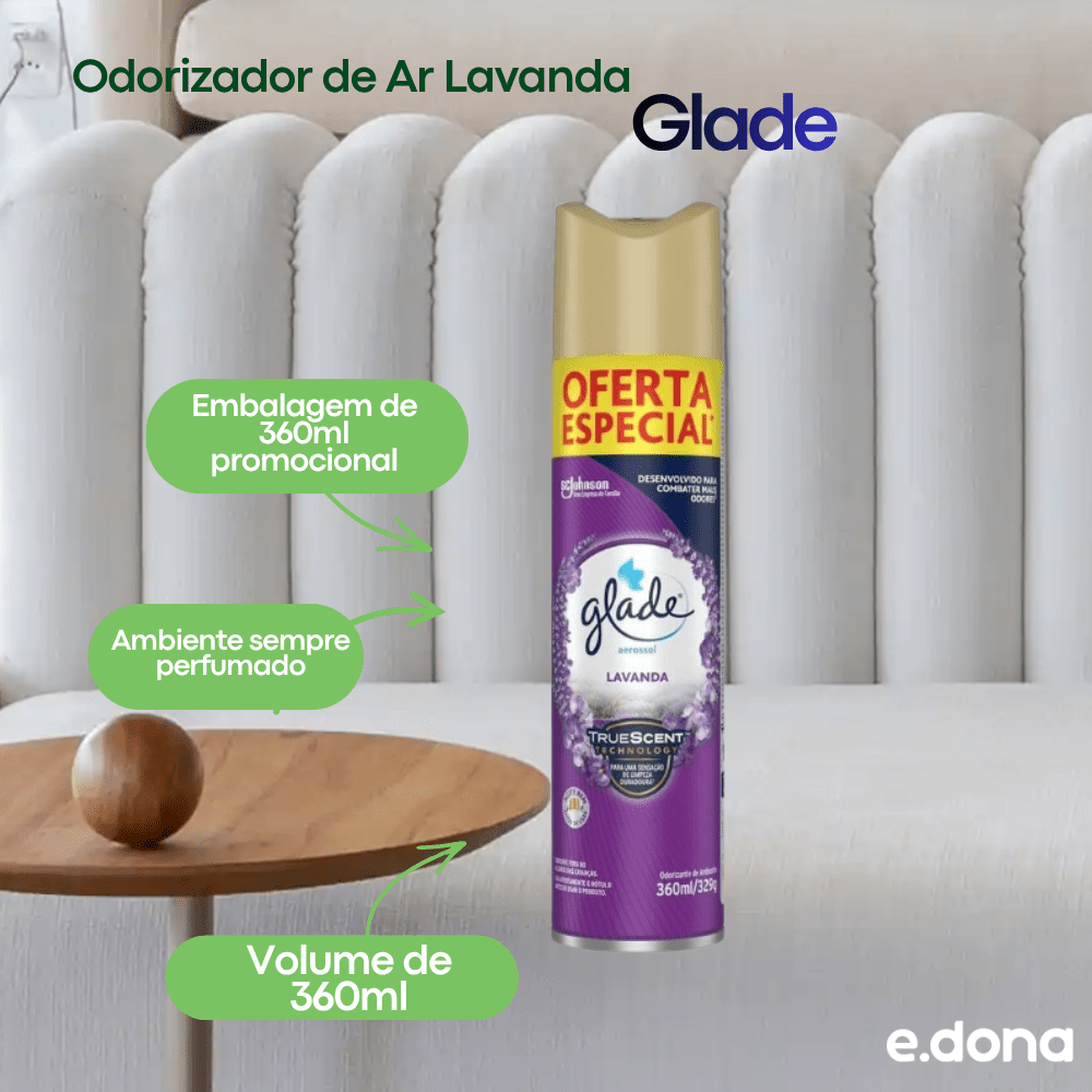 Odorizador de Ar Lavanda Glade 360ml promocional - e - dona