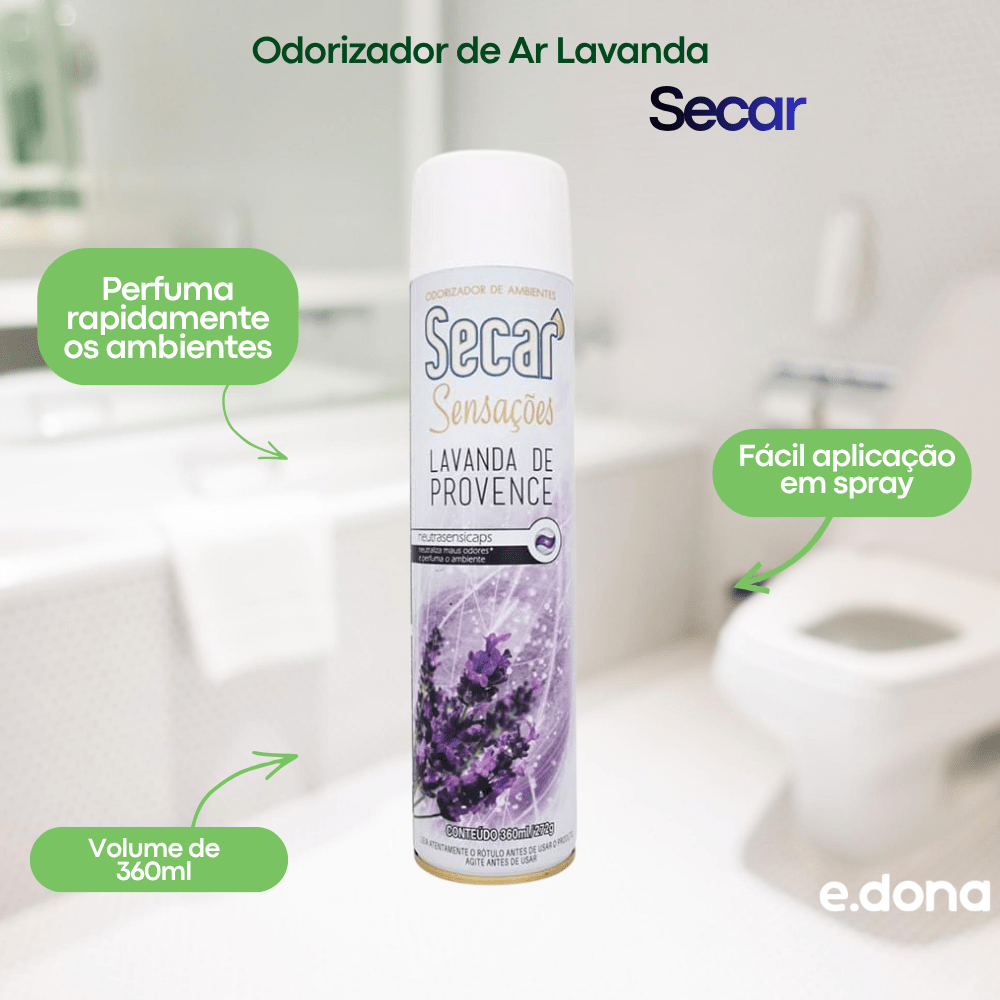Odorizador de Ar Lavanda Secar 360ml - e - dona