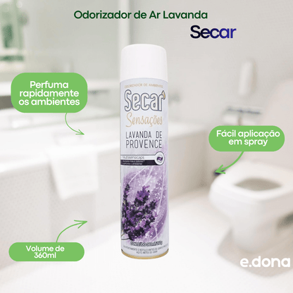 Odorizador de Ar Lavanda Secar 360ml - e - dona