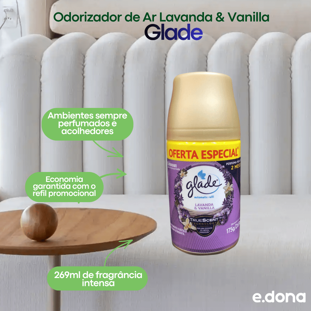 Odorizador de Ar Lavanda & Vanilla Glade Refil 269ml promocional - e - dona