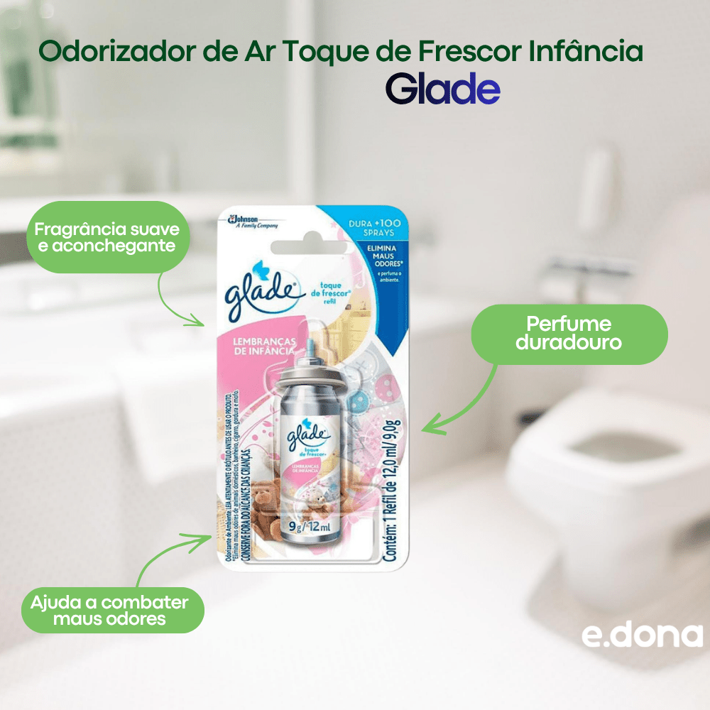 Odorizador de Ar Toque de Frescor Infância Glade Refil 12ml - e - dona