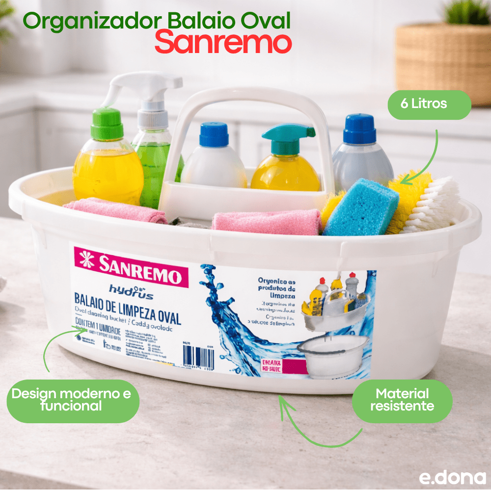 Organizador Balaio Oval 6L Sanremo Branco - e - dona