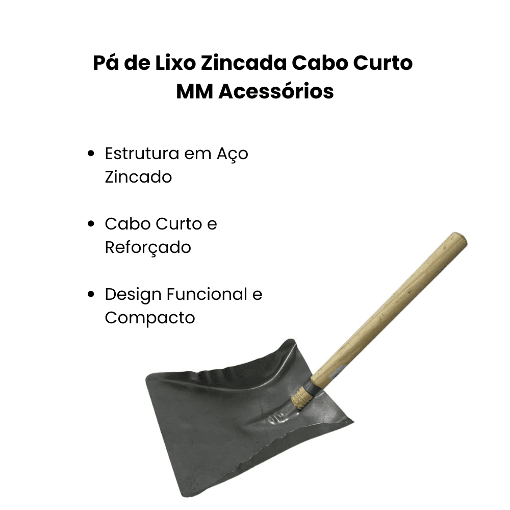 Pá de Lixo Zincada Cabo Curto MM Acessórios - e - dona