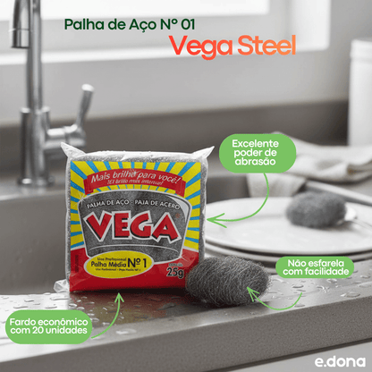 Palha de Aço Nº 01 Vega Steel – Fardo com 20 Unidades - e - dona