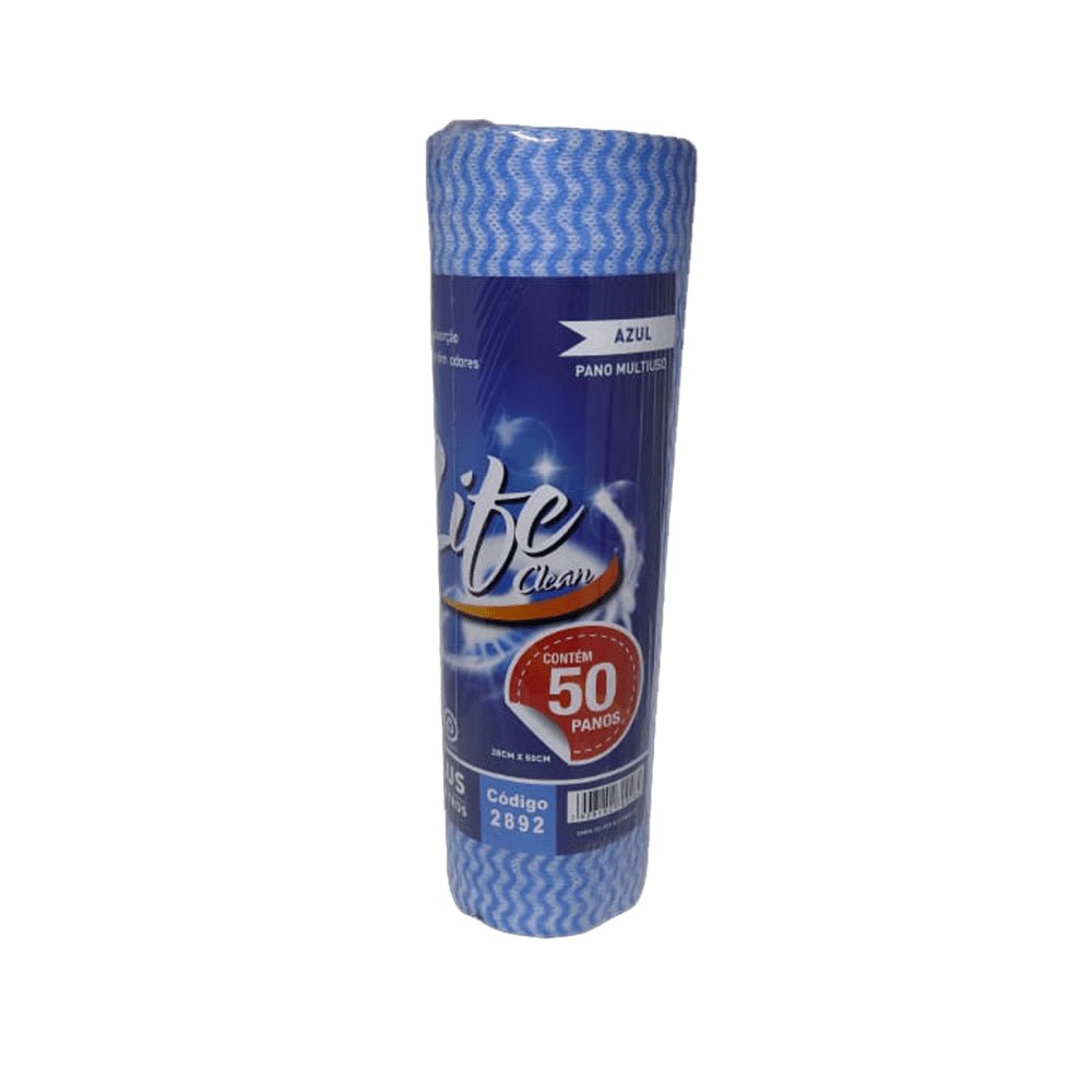 Pano Bobina 28x25m Azul Life Clean com 50 panos - e - dona