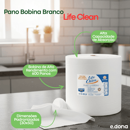 Pano Bobina Branco 30x50 Life Clean - e - dona