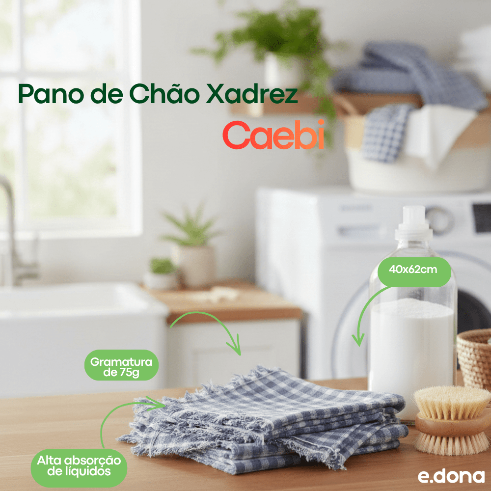 Pano de Chão Xadrez 40x62cm 75g Caebi - e - dona