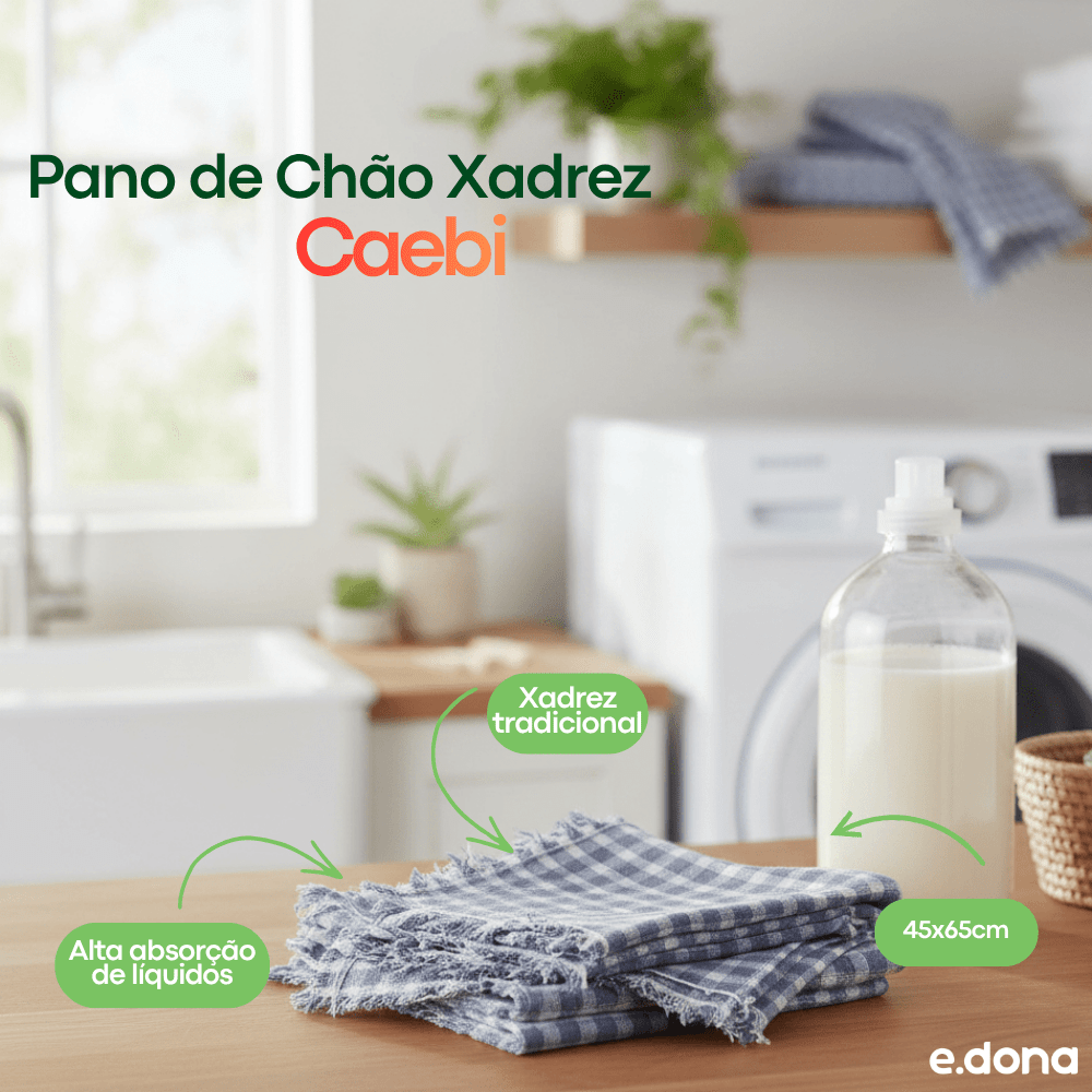 Pano de Chão Xadrez 45x65cm 90g Caebi - e - dona