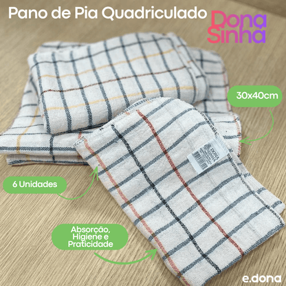 Pano de Pia Quadriculado Dona Sinhá 30x40cm - e - dona