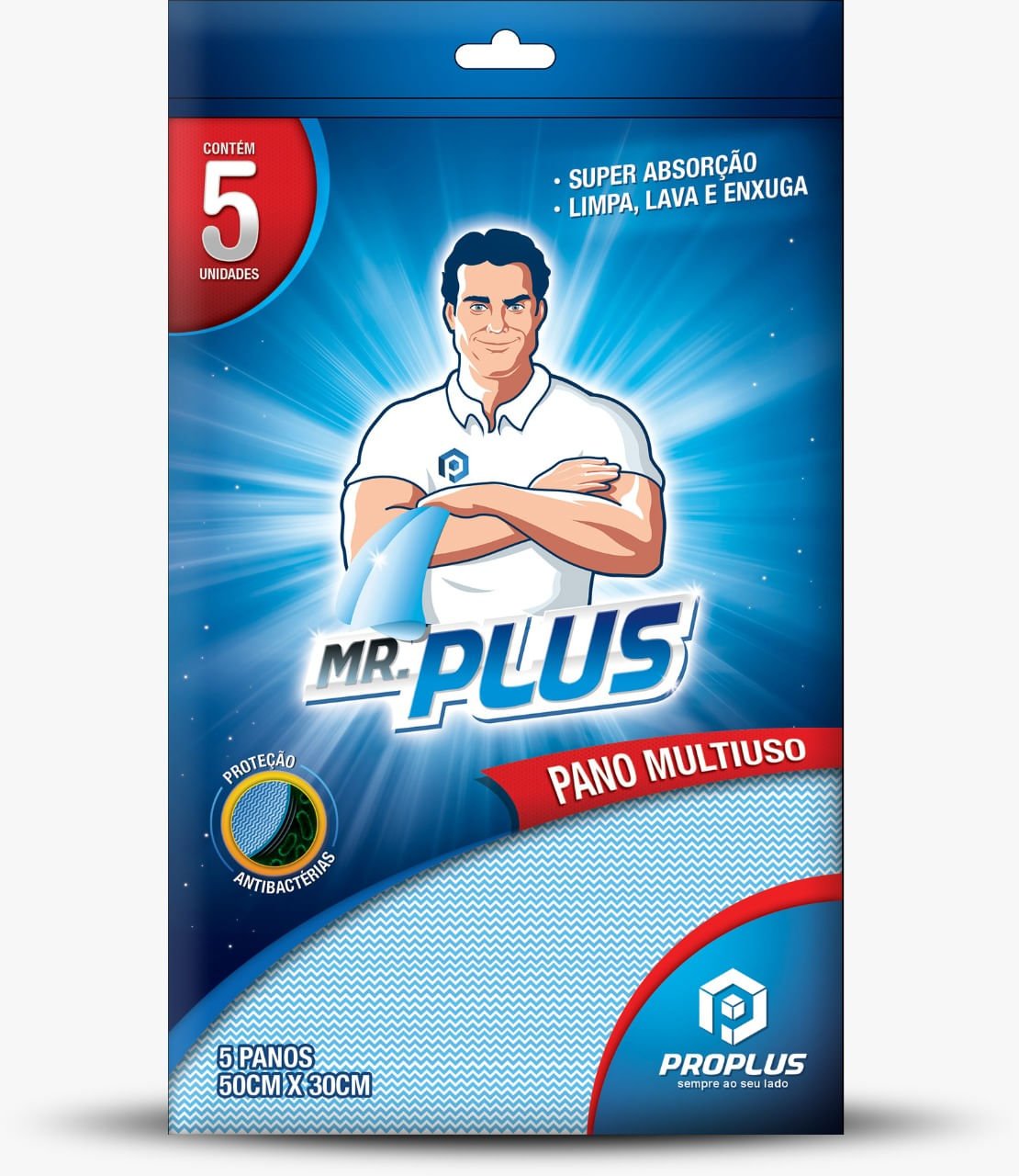 Pano Multiuso Azul Proplus com 5 unidades - e - dona