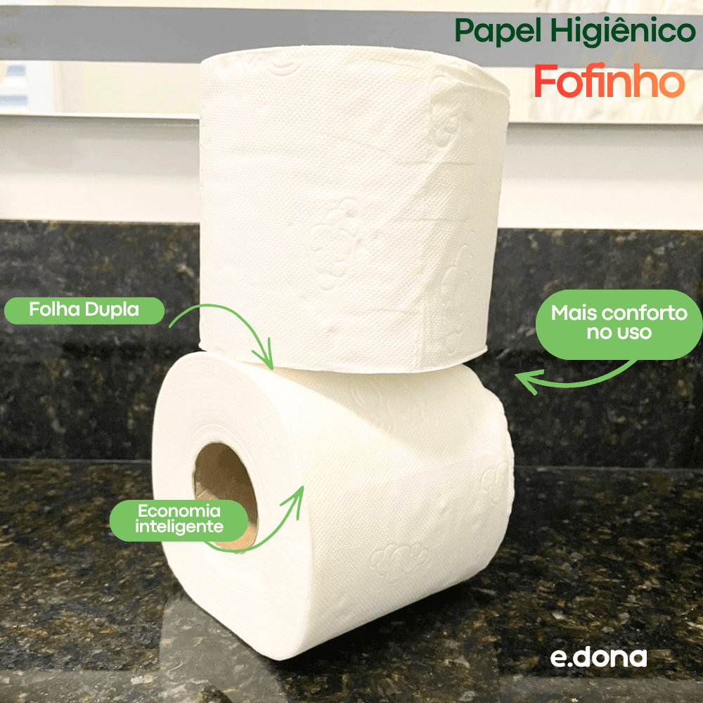 Papel Higiênico Folha Dupla Fofinho – 4 Rolos de 30 Metros - e - dona