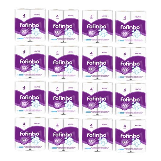 Papel higiênico Folha Simples Fofinho 16 pacotes com 4 rolos de 60 metros - e - dona