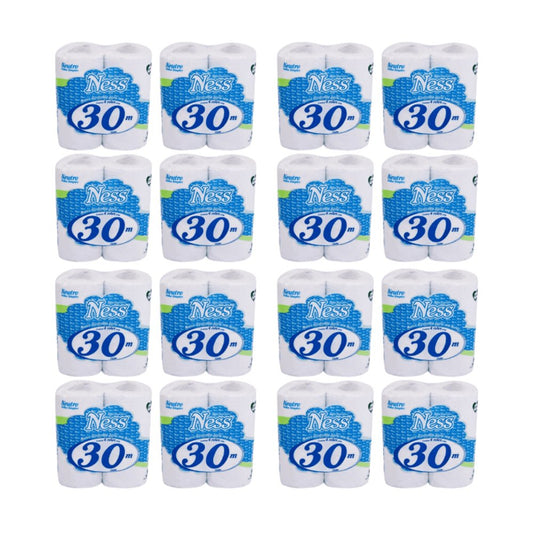 Papel Higiênico Folha Simples Ness 16 pacotes com 4 rolos de 30 metros - e - dona