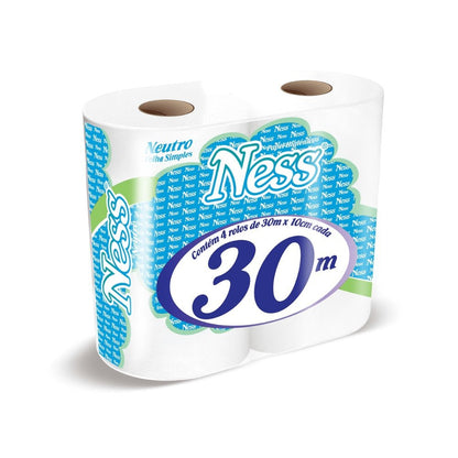 Papel Higiênico Folha Simples Ness 16 pacotes com 4 rolos de 30 metros - e - dona