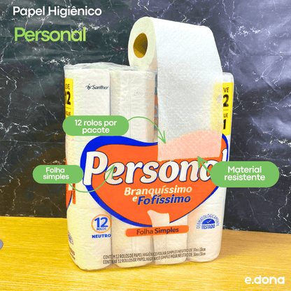 Papel Higiênico Folha Simples Personal – 12 Rolos de 30 Metros - e - dona