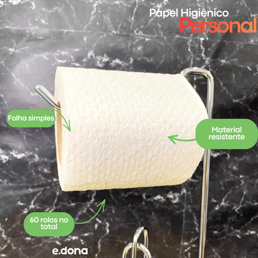 Papel Higiênico Folha Simples Personal – 15 Pacotes com 4 Rolos de 30 Metros - e - dona