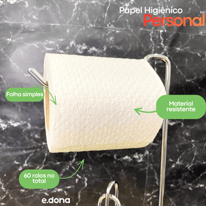Papel Higiênico Folha Simples Personal – 15 Pacotes com 4 Rolos de 30 Metros - e - dona
