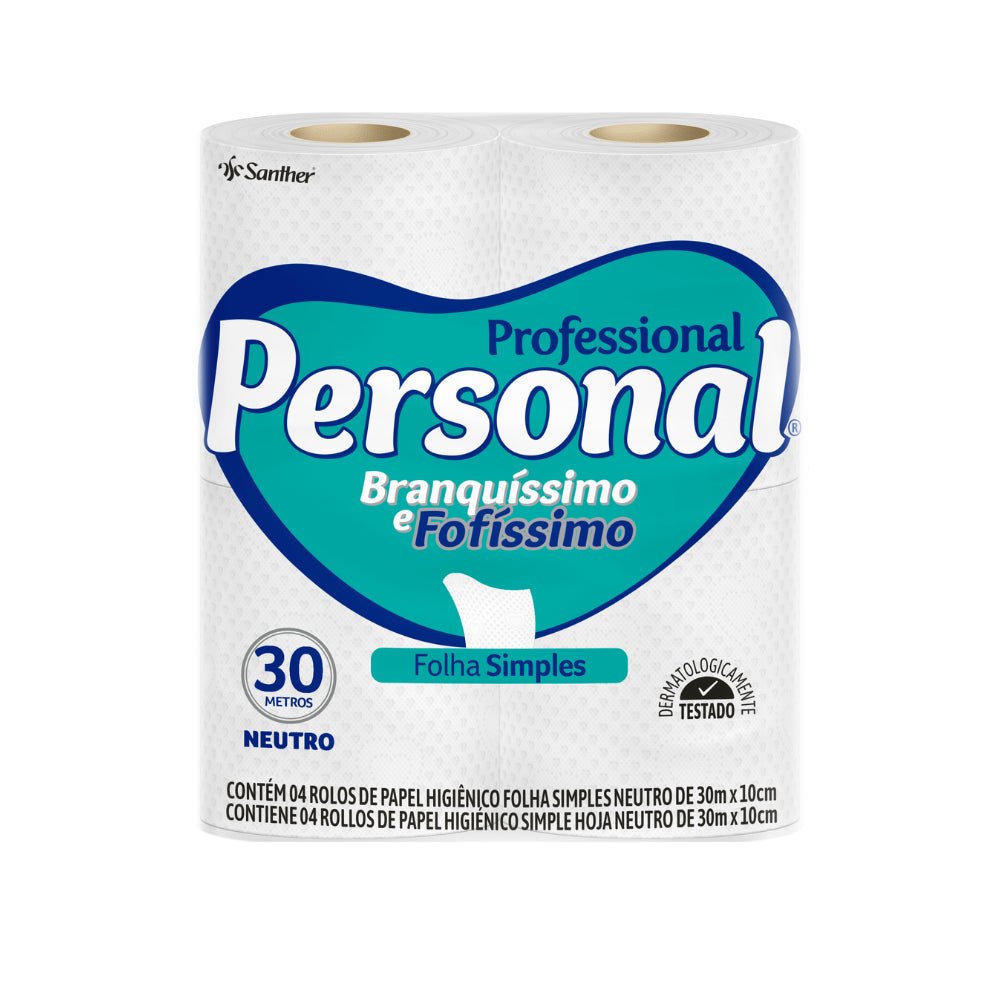 Papel Higiênico Folha Simples Personal com 15 pacotes com 4 rolos de 30 metros - e - dona