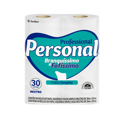 Papel Higiênico Folha Simples Personal com 15 pacotes com 4 rolos de 30 metros - e - dona