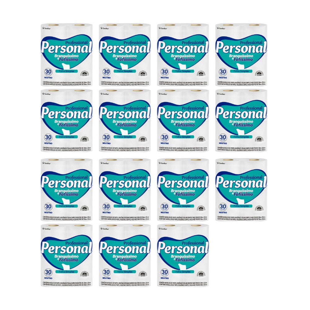 Papel Higiênico Folha Simples Personal com 15 pacotes com 4 rolos de 30 metros - e - dona