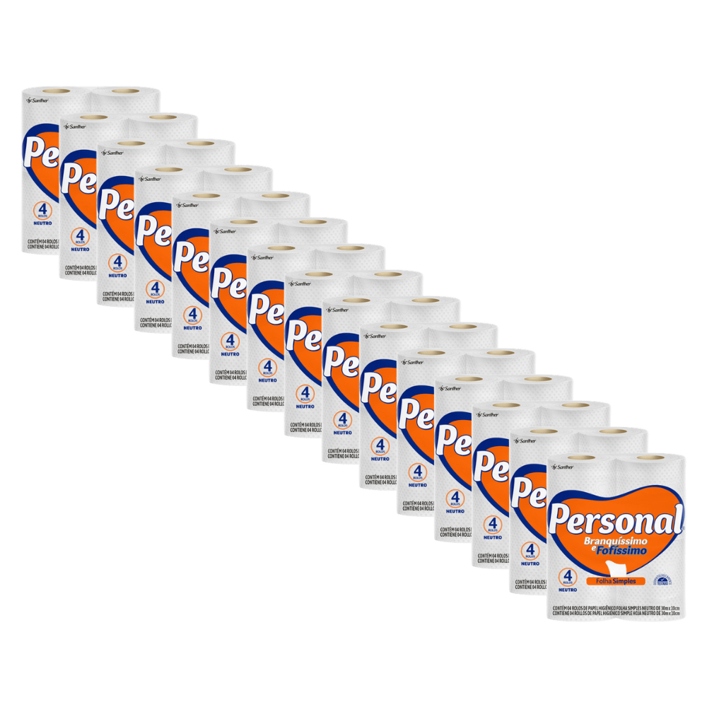 Papel Higiênico Folha Simples Personal Com 15 pacotes e 4 rolos de 30 metros - e - dona