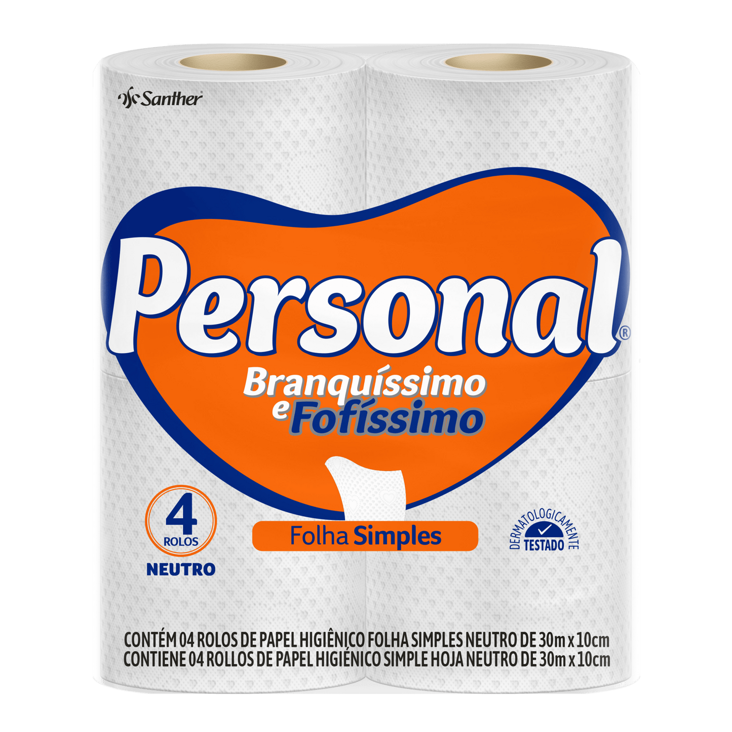 Papel Higiênico Folha Simples Personal com 4 rolos de 30 metros - e - dona