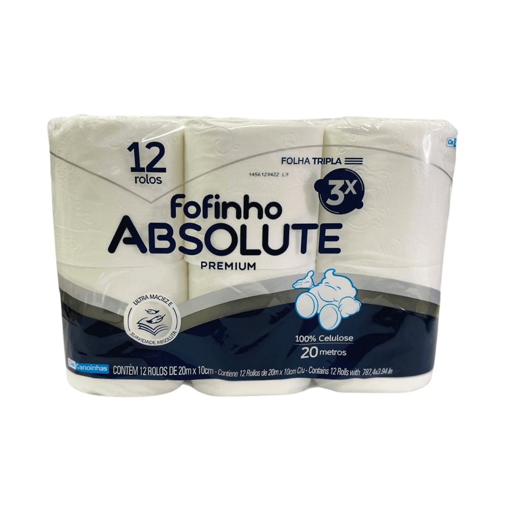 Papel Higiênico Folha Tripla Fofinho Absolute com 12 rolos de 20 metros - e - dona