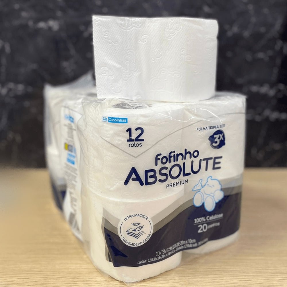 Papel Higiênico Folha Tripla Fofinho Absolute com 12 rolos de 20 metros - e - dona