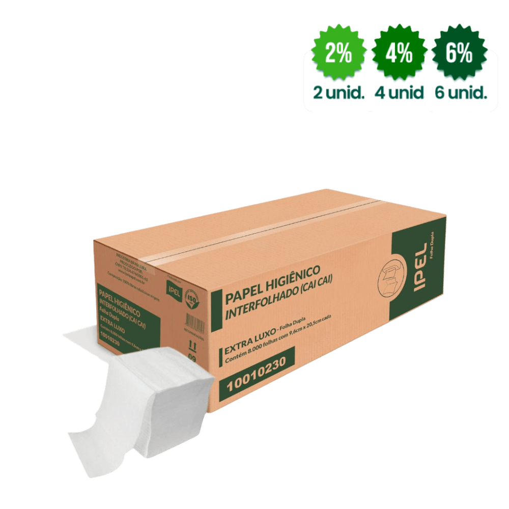 Papel Higiênico Interfolhado Cai - Cai Folha Dupla 8.000 folhas Ipel Indaial - e - dona