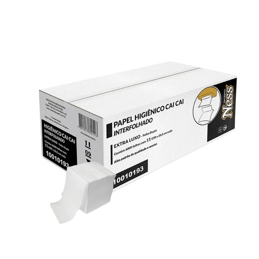 Papel Higiênico Interfolhado Cai - Cai folha dupla Ness com 6.000 folhas - e - dona
