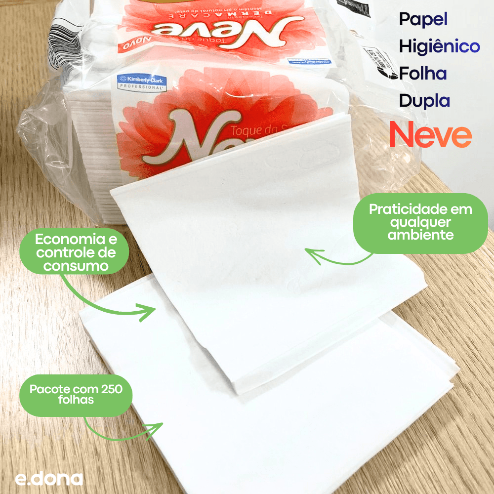Papel Higiênico Interfolhado Cai Cai Folha Dupla Neve - 250 Folhas - e - dona