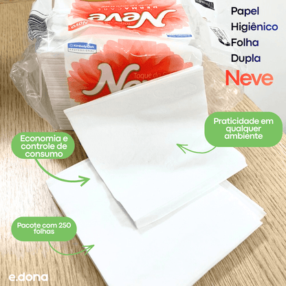 Papel Higiênico Interfolhado Cai Cai Folha Dupla Neve - 250 Folhas - e - dona
