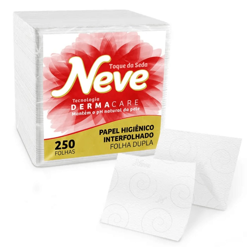 Papel Higiênico Interfolhado Cai Cai folha Dupla Neve com 250 folhas - Prático e Econômico para uso Industrial ou Doméstico - e - dona