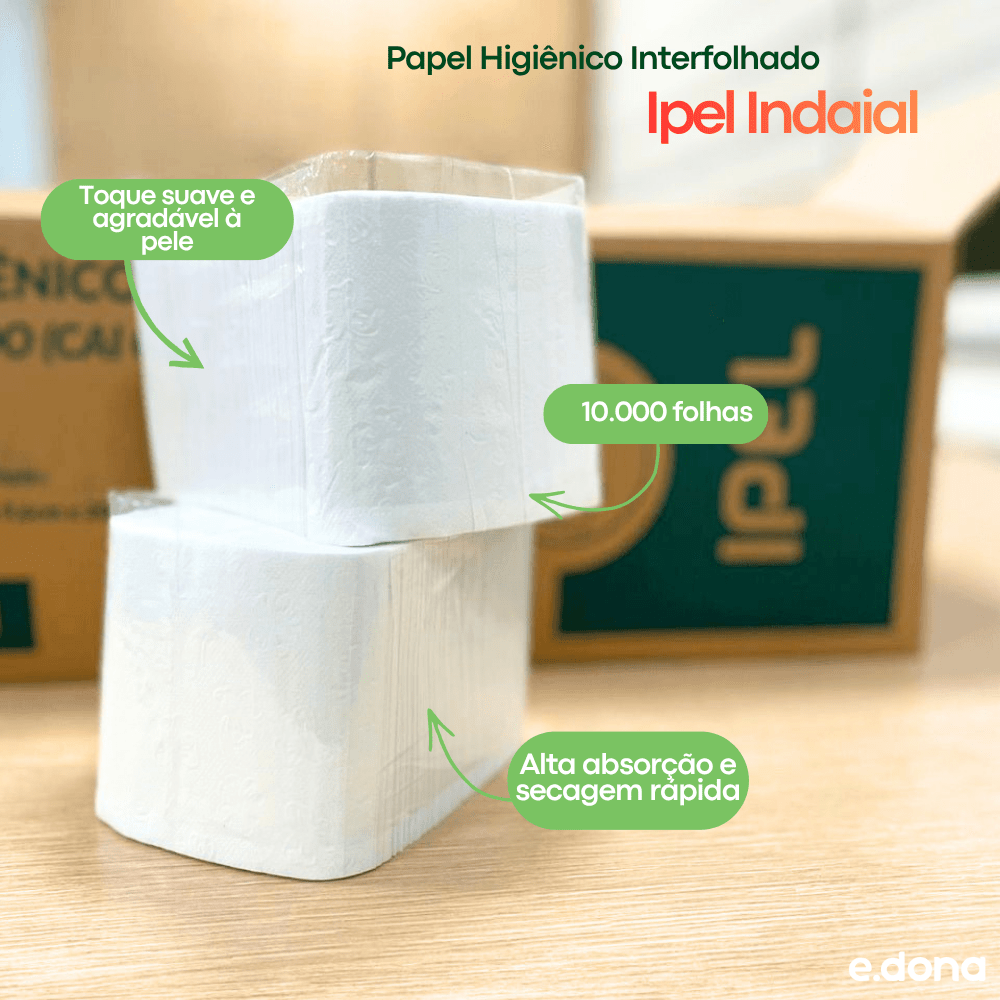 Papel Higiênico Interfolhado Cai - Cai Folha Simples 10.000 folhas Ipel Indaial - e - dona