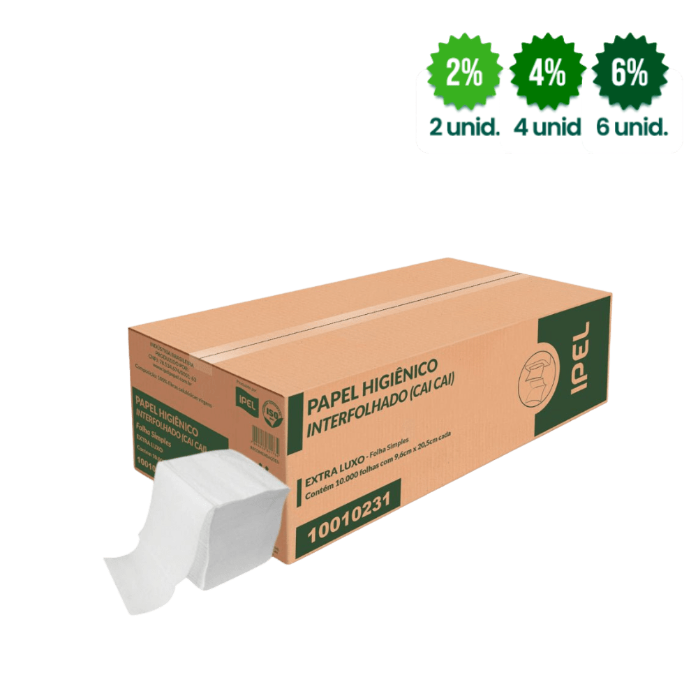 Papel Higiênico Interfolhado Cai - Cai Folha Simples 10.000 folhas Ipel Indaial - e - dona