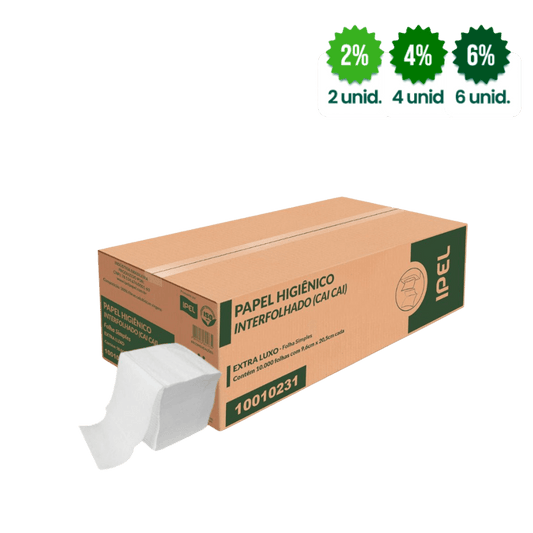 Papel Higiênico Interfolhado Cai - Cai Folha Simples 10.000 folhas Ipel Indaial - e - dona