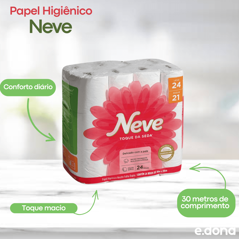 Papel Higiênico Neve 3x24x30m - e - dona