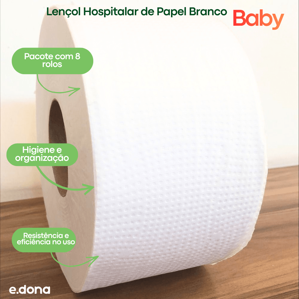 Papel Higiênico Rolão 100% Celulose Folha Simples Alveflor com 8 Rolos de 300 Metros - e - dona