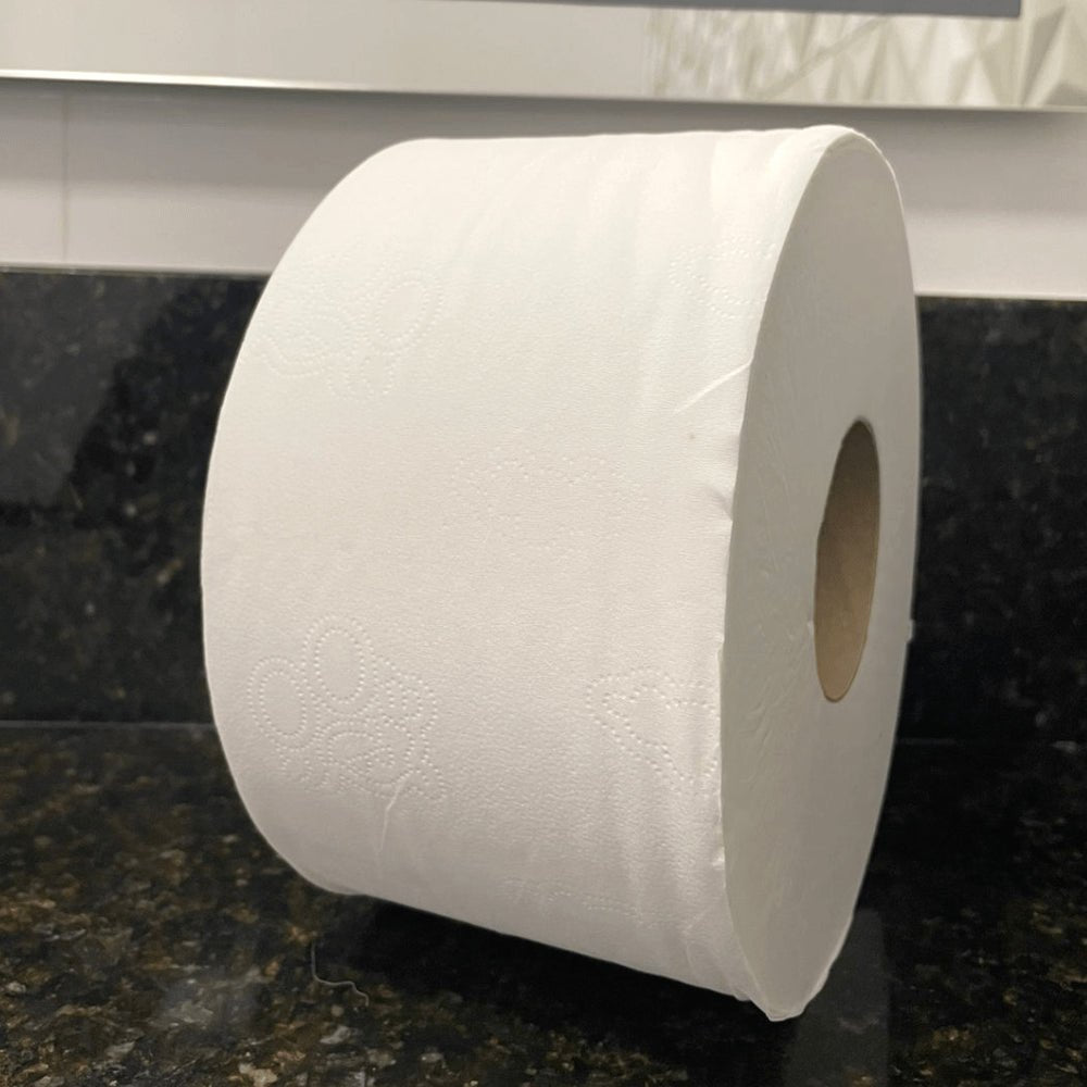 Papel Higiênico Rolão 100% celulose Folha Simples Big Roll Canoinhas com 8 rolos de 300 metros - e - dona