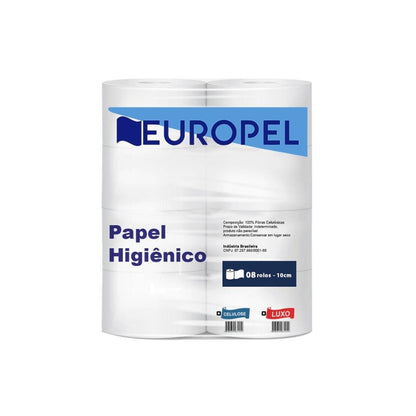 Papel Higiênico Rolão 100% Celulose Folha Simples Europel com 8 Rolos - e - dona