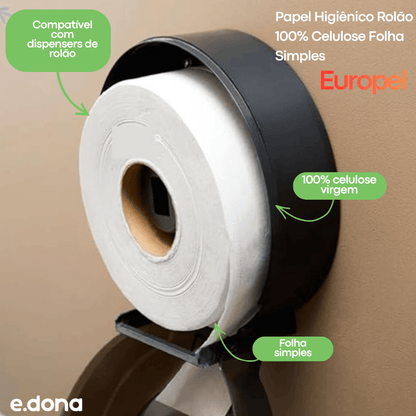 Papel Higiênico Rolão 100% Celulose Folha Simples Europel com 8 Rolos - e - dona