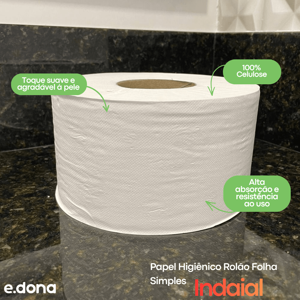 Papel Higiênico Rolão 100% Celulose Folha Simples Indaial - e - dona