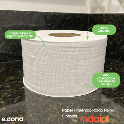 Papel Higiênico Rolão 100% Celulose Folha Simples Indaial - e - dona