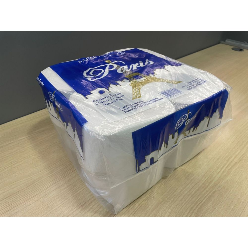 Papel Higiênico Rolão 100% Celulose Paris com 8 Rolos - e - dona