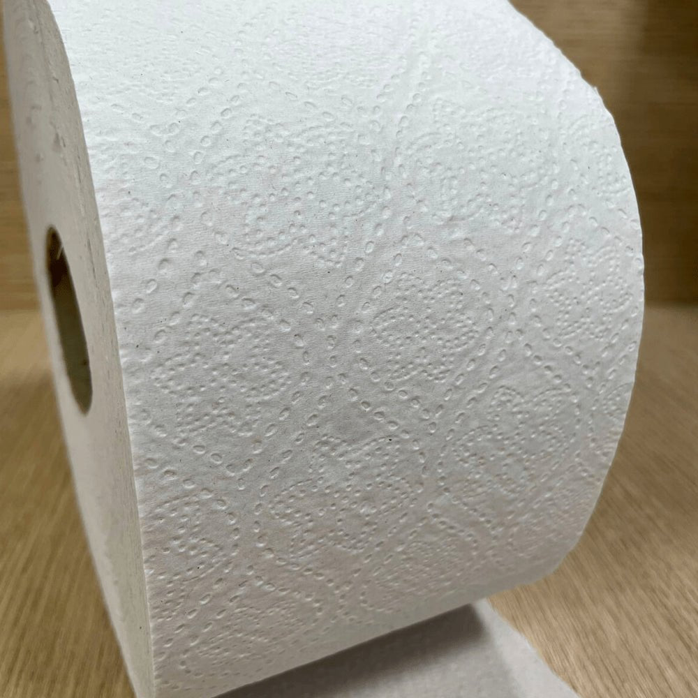 Papel Higiênico Rolão Branco Reciclado folha simples Dubbon com 8 rolos de aproximadamente 300 metros - e - dona