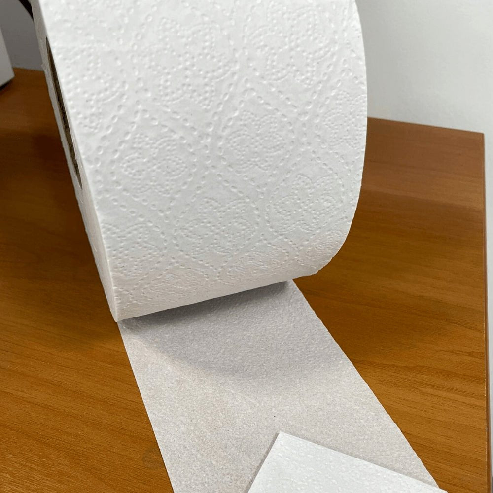 Papel Higiênico Rolão Branco Reciclado folha simples Dubbon com 8 rolos de aproximadamente 300 metros - e - dona