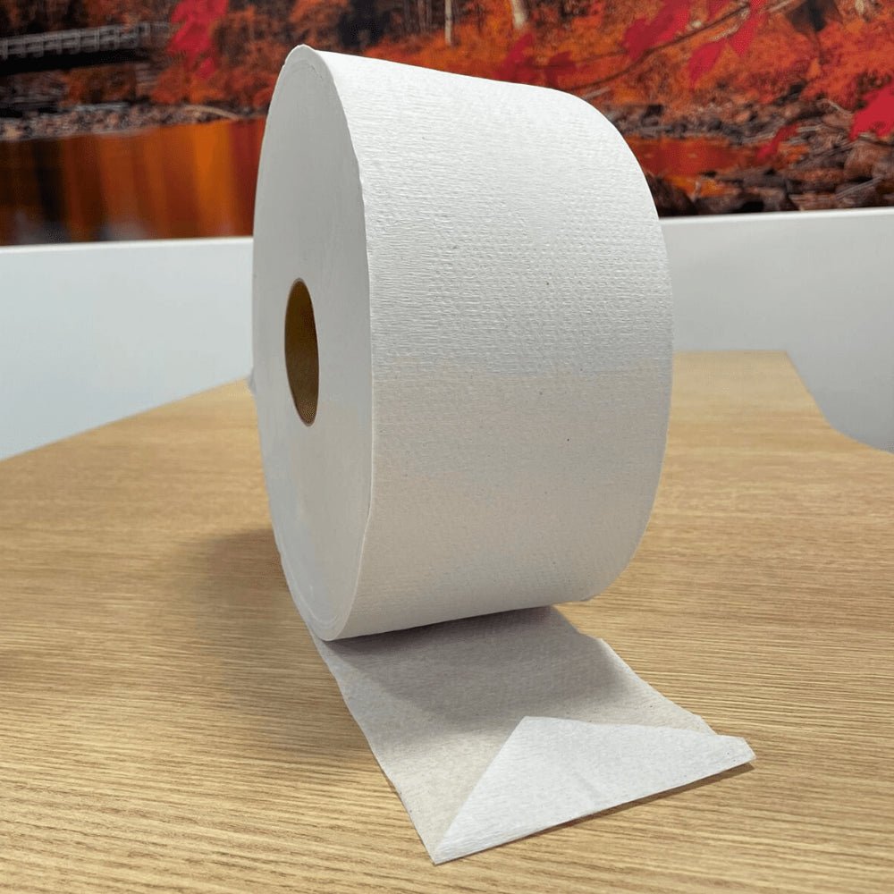 Papel Higiênico Rolão Branco Reciclado folha simples Dubbon com 8 rolos de aproximadamente 600 metros - e - dona