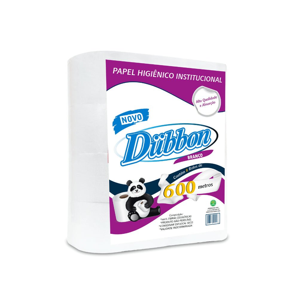 Papel Higiênico Rolão Branco Reciclado folha simples Dubbon com 8 rolos de aproximadamente 600 metros - e - dona
