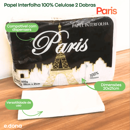 Papel Interfolha 100% Celulose 2 Dobras 20x21 Paris Folha Simples - e - dona