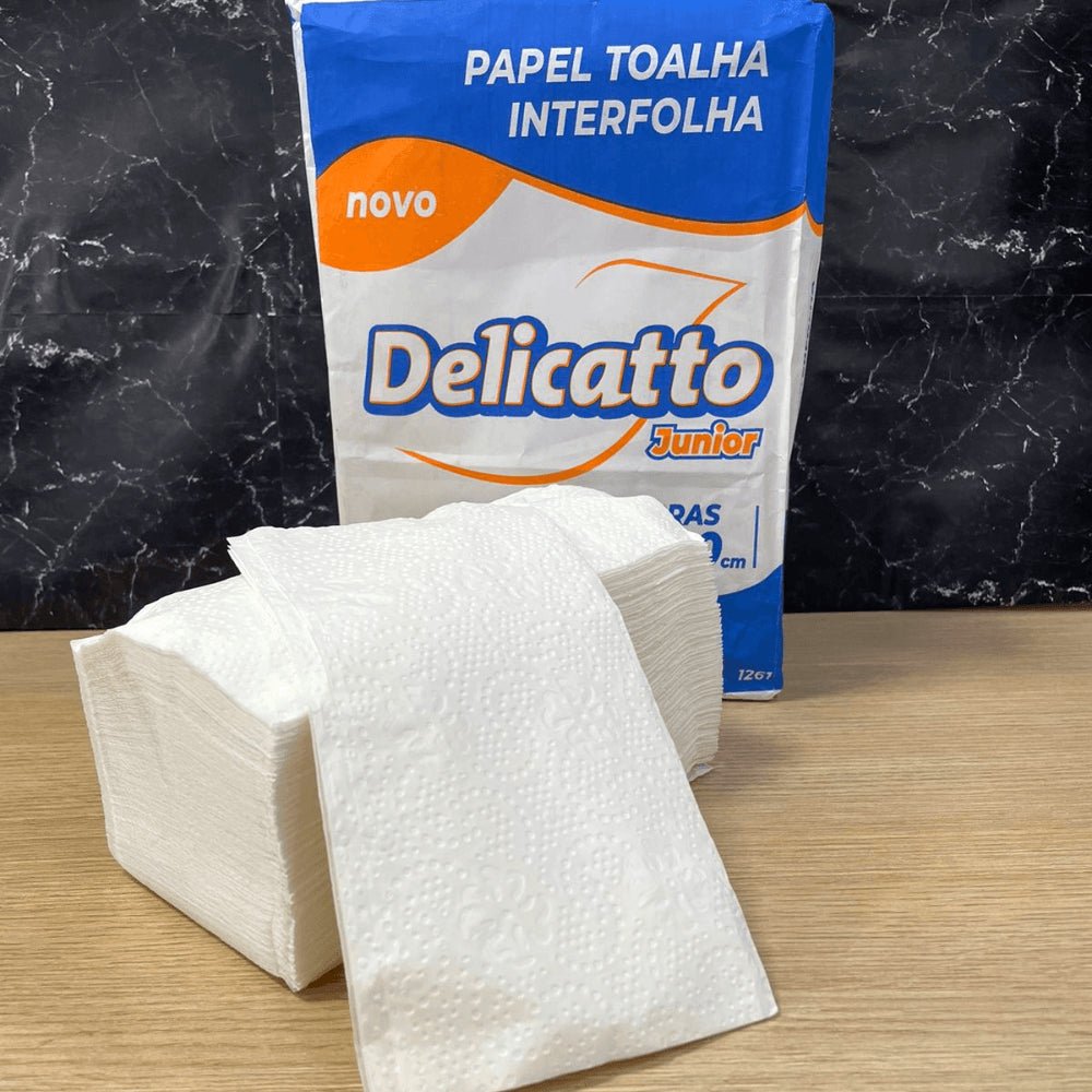 Papel Interfolha 100% celulose 20x20cm 2 dobras folha simples Delicatto Junior - e - dona